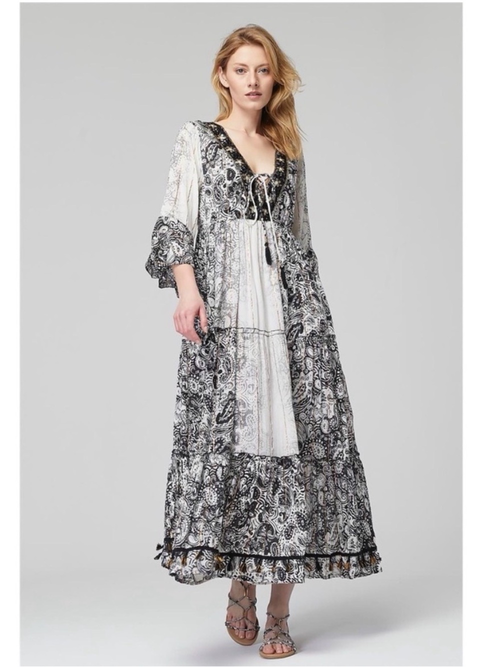 Me 2 Magic Anthropologie Maxi Dress Tassel Goth Witchcore Wench Fairy Festival M